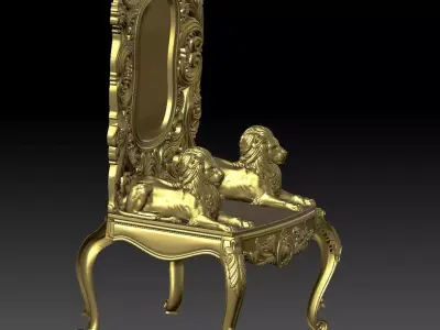 Lion Handle With Elephant Back Royal Ancient Chair 3D model