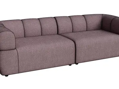 Pink Fabric Lisbon 3S Sofa 3D model