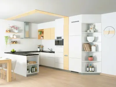 Decorated modern kitchen set with dining table 3D model