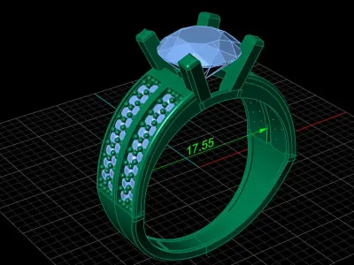 STL 3DM Print Ready Women Diamond Ring Lightweight Printable  3D print model 11
