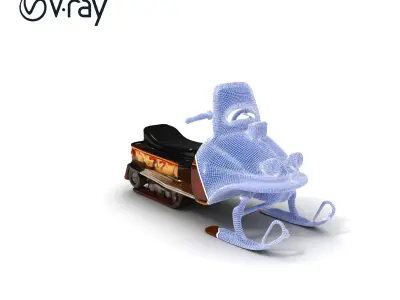 Vintage Snowmobile Model Pack Low-poly 3D model