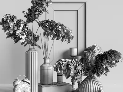 Decorative set with dry plants 2 3D model