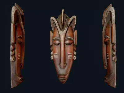 African Decor Mask 3 Low-poly 3D model