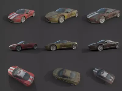 Generic Sport Car Rusty 3D Model Pack