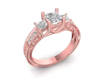 Elegant Three Stone Engagement Ring for Women   1996 3D print model