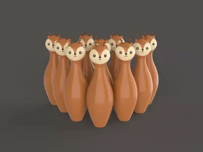 Cartoon Deer Bowling And Ball Bowling  Low-poly 3D model