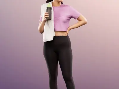 Tamina 13344 - Standing Athletic Woman Drinking  Low-poly 3D model