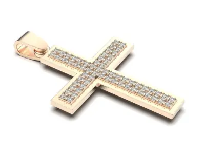 G0508 rose gold diamond cross pendant 3D print model