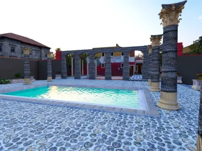 Roman villa well crafted 3D Model with details and textures   Low-poly 3D model