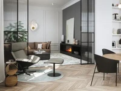 Modern Classic Interior Scene for Cinema 4D and Octane Render 3D model