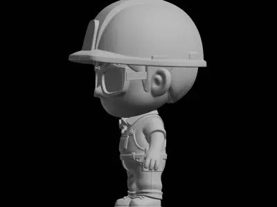 Chibi Engineer 3D Print Model Cartoon Character 3D print model