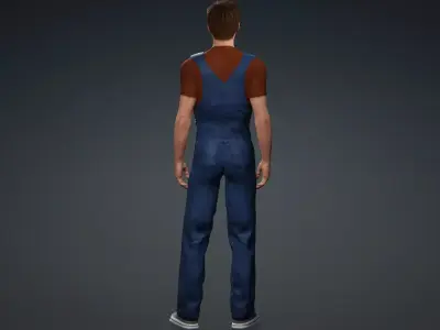 Realistic Male Worker  Fully Rigged 3D Character 3D model