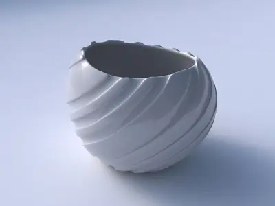Bowl compressed 2 with twisted smooth ribbons 3D print model