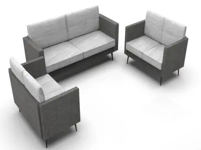 Furniture Collection sofa set with gold table 3D model