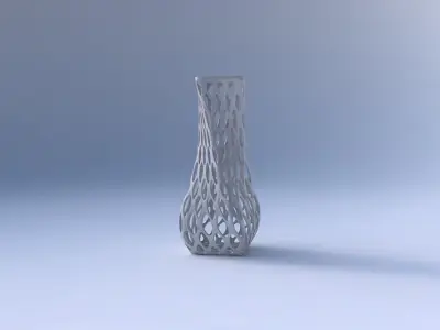 Vase twisted larger opening quadratic with bubble grid lattice 3D print model