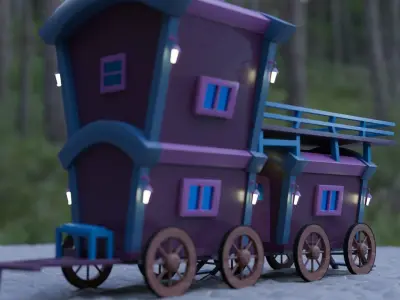 wagon cartoon theme Low-poly 3D model 3D model