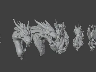 Mythical Creature Fridge Magnet Set  3D print model