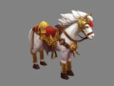 Cartoon white horse mount Low-poly 3D model purchase