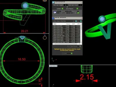 Jewelry Alphabet Ring V 3D print model
