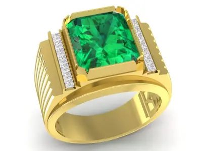 Luxury Emerald Baguette Stone Ring for Men  3383 3D print model