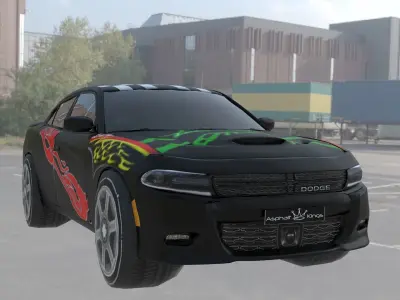 car low poly model dodge  Low-poly 3D model