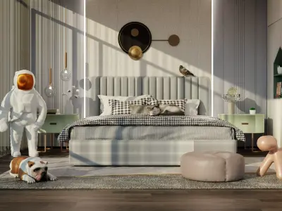 Bedroom interior astraunaut 3D model