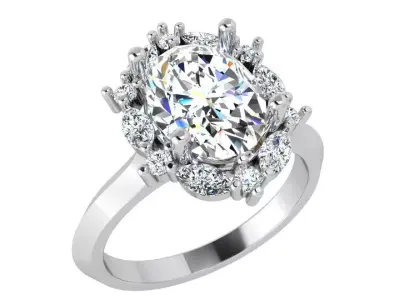 Oval Halo Ring 3970 3D print model