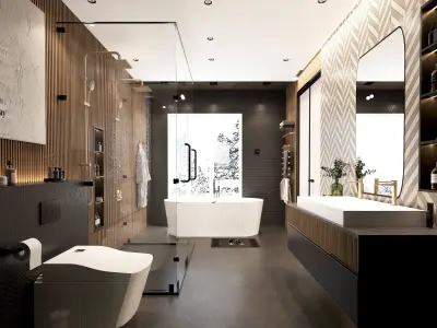 Dark Luxury Bathroom Dressing Room Interior  3D model