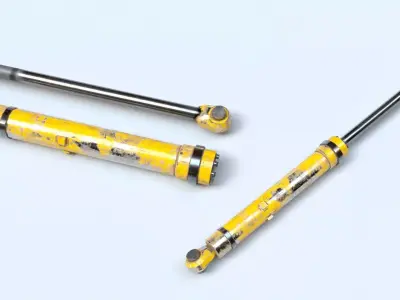 Rigged Hydraulic Cylinder Piston Low-poly 3D model