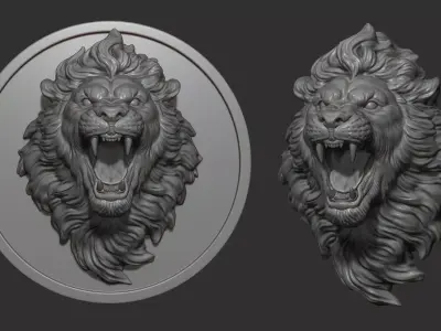 Lion with an open mouth 3D print model