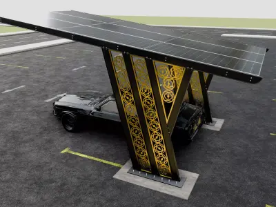 TRIPLE L TYPE MODERN SOLAR CARPORT TYPE-16 3D model
