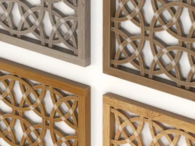 Wood Arabic Islamic pattern decorative grill screen 3D model purchase