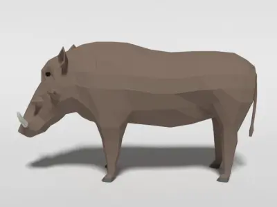 Low Poly Cartoon Warthog Low-poly 3D model