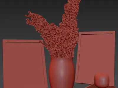 Decoration set with dry grass 3D model