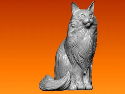 Cute sitting cat model - decor - 3D print 3D print model