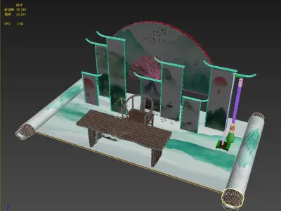 Chinese style artistic conception and styling 3D model