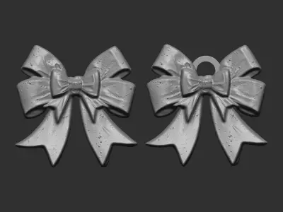 christmas ribbon bow decor 7  3D print model