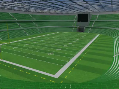 American Football Stadium - Green Low-poly 3D model