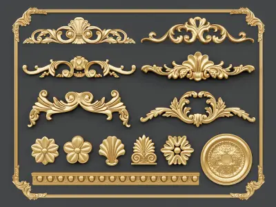 Classic carvings moldings and gypsum cornice 1  3D model