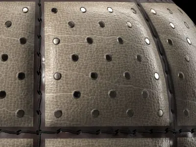 Leather Materials 40- Stitched Leather By Dot Metal - Seamless Texture
