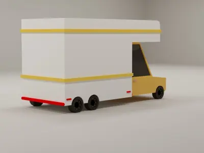 Cartoon Low Poly  Food Truck Low-poly 3D model Low-poly 3D model