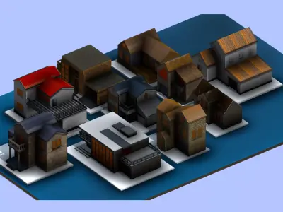 House Pack  Low-poly 3D model