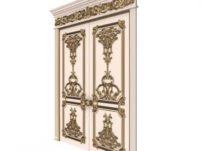 Carved Door Classic 0801 White Low-poly 3D model