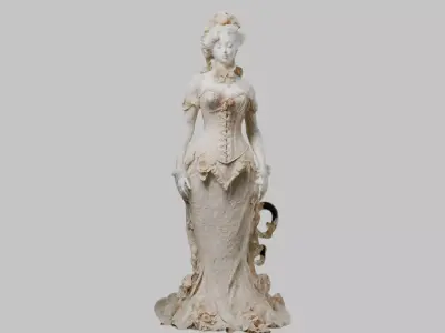 Rococo Figure Vintage Victorian Figurine Porcelain Low-poly 3D model