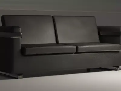 Black Leather Sofa 3D model