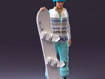Blonde woman with snowboard 0934 3D model