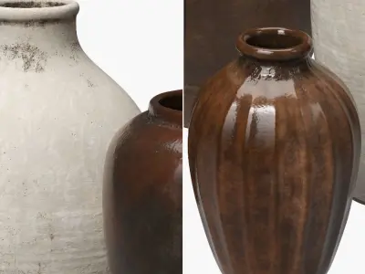 Artisan hand painted vases 02 3D model