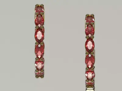 Infinity Hoop Earrings with Oval Ruby je0159 3D print model