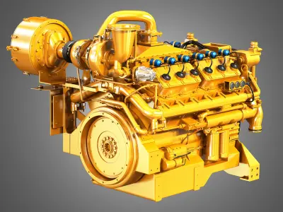 C32 Acert -  G3412 Engines - V12 Industrial Engines 2 in 1 3D Model Collection