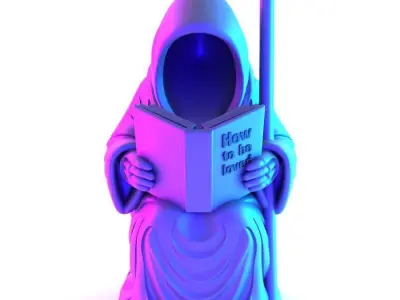 Grim Reaper Death Reading How to be loved Heartbreak toy 3D print model